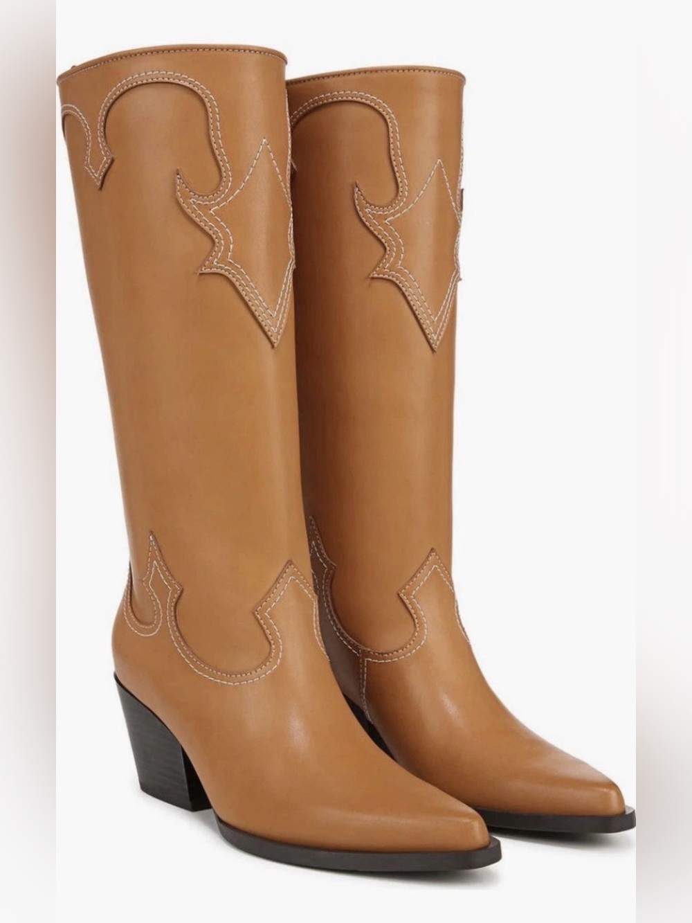 Zodiac Women’s Dawson Tan Western Knee-High Faux Vegan Leather Cowboy Boots 9.5